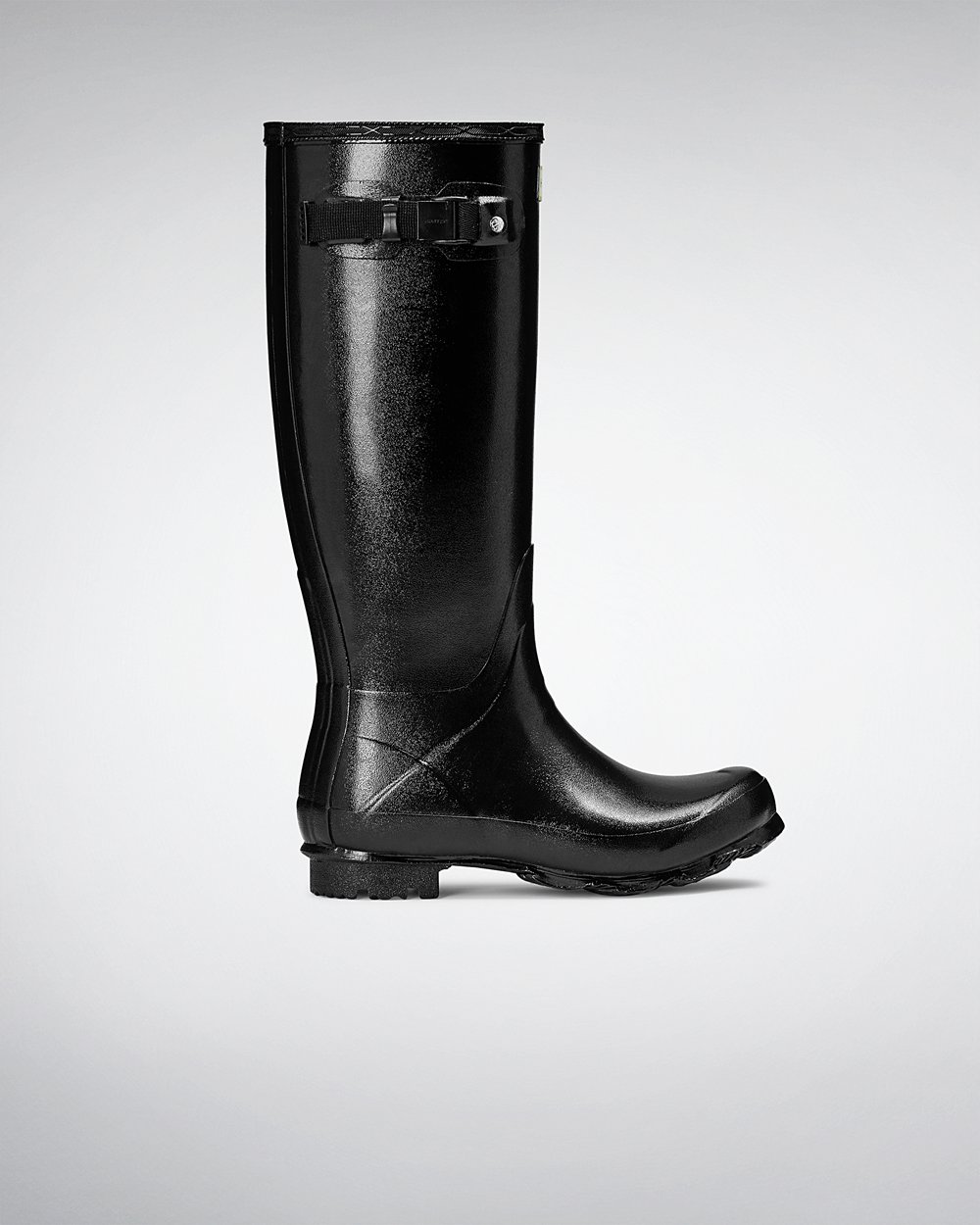 Bottes Hautes de Pluie Hunter Norris Field Gloss Femme Noir CKQZUIT-24